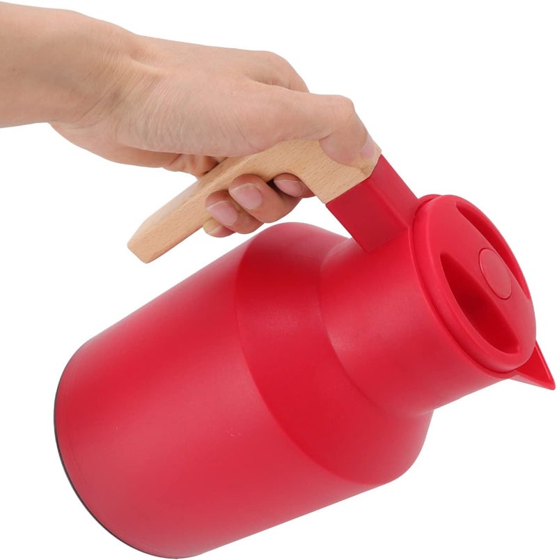 Personal & public compatible Thermal Carafe, Sealing Leakproof European Portable 1L Large Capacity Coffee Pot for Home for Office (Red) Transit damage prevent build - Image 2