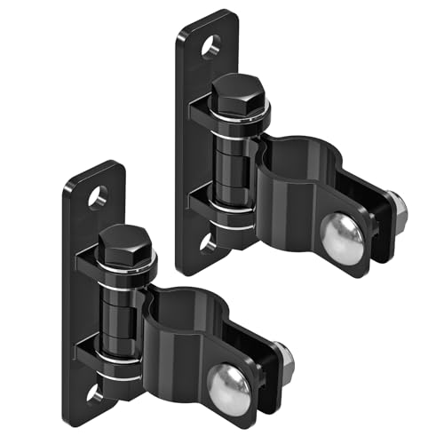 Insaga Gate Hinges Heavy Duty Carbon Steel Chain Link Fence Parts Electroplated Finish, Removable Bolts for Wall Mount, Fits 1-3/8'' Outer Diameter Pipes/Posts for Farm, Fence Gate (2Pack, Black) - Image 1