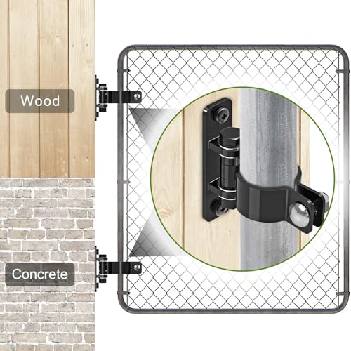 Insaga Gate Hinges Heavy Duty Carbon Steel Chain Link Fence Parts Electroplated Finish, Removable Bolts for Wall Mount, Fits 1-3/8'' Outer Diameter Pipes/Posts for Farm, Fence Gate (2Pack, Black) - Image 5