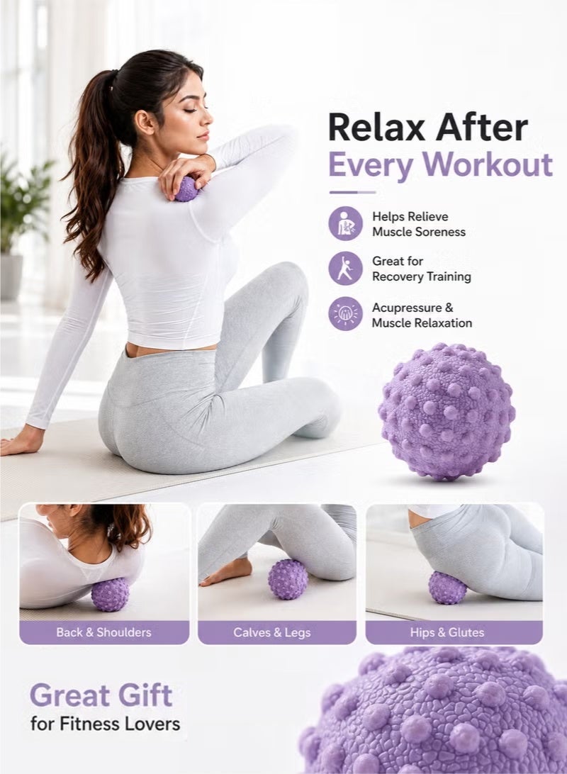 PYC 5cm Purple Massage Ball, Reflexology Ball, Stress Relief & Muscle Recovery, Yoga Massage Ball for Deep Tissue Therapy, Trigger Point Relief, Foot & Body Massage Tool, Eco-friendly, Portable - Image 5