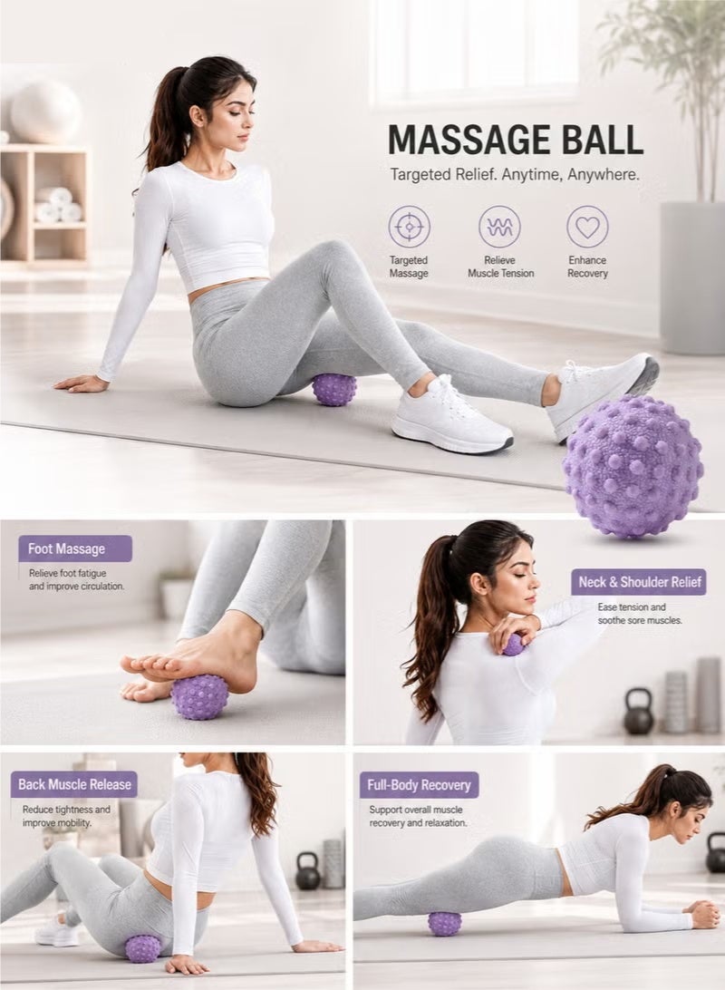 PYC 5cm Purple Massage Ball, Reflexology Ball, Stress Relief & Muscle Recovery, Yoga Massage Ball for Deep Tissue Therapy, Trigger Point Relief, Foot & Body Massage Tool, Eco-friendly, Portable - Image 4