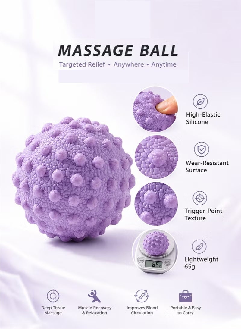 PYC 5cm Purple Massage Ball, Reflexology Ball, Stress Relief & Muscle Recovery, Yoga Massage Ball for Deep Tissue Therapy, Trigger Point Relief, Foot & Body Massage Tool, Eco-friendly, Portable - Image 3