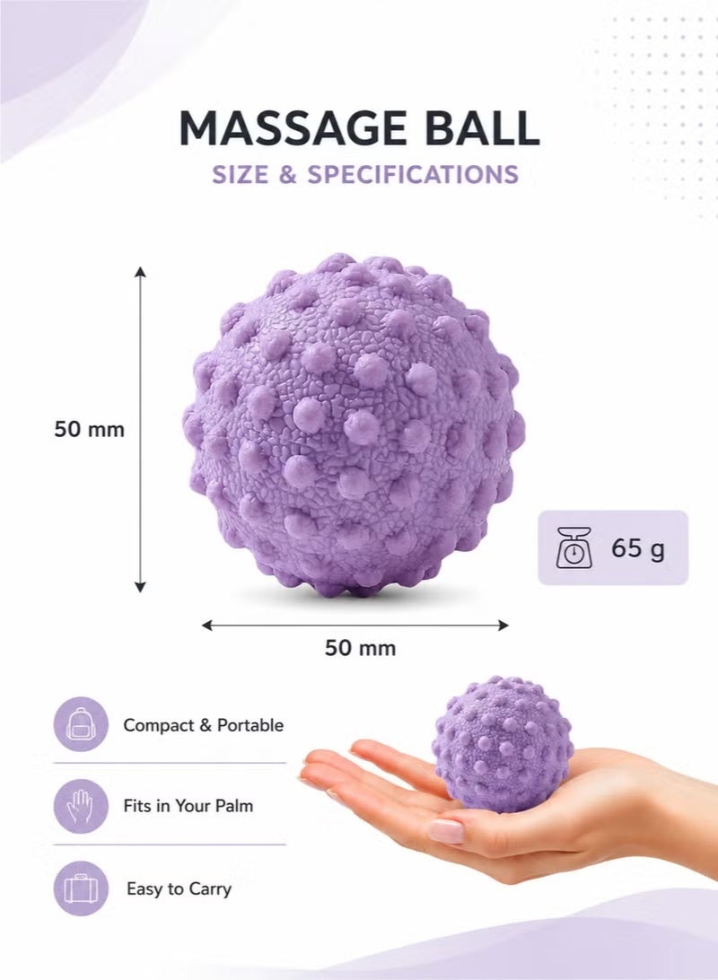 PYC 5cm Purple Massage Ball, Reflexology Ball, Stress Relief & Muscle Recovery, Yoga Massage Ball for Deep Tissue Therapy, Trigger Point Relief, Foot & Body Massage Tool, Eco-friendly, Portable - Image 2