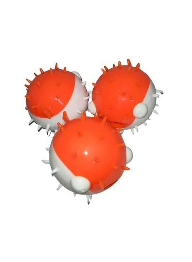 كرة على شكل سمكة منتفخة غاضبة ذات ملمس شائك مقاس 3.5 بوصة تصدر أصوات صرير، لعبة مضغ مطاطية تفاعلية، كرة لعب للجراء والكلاب - Image 3