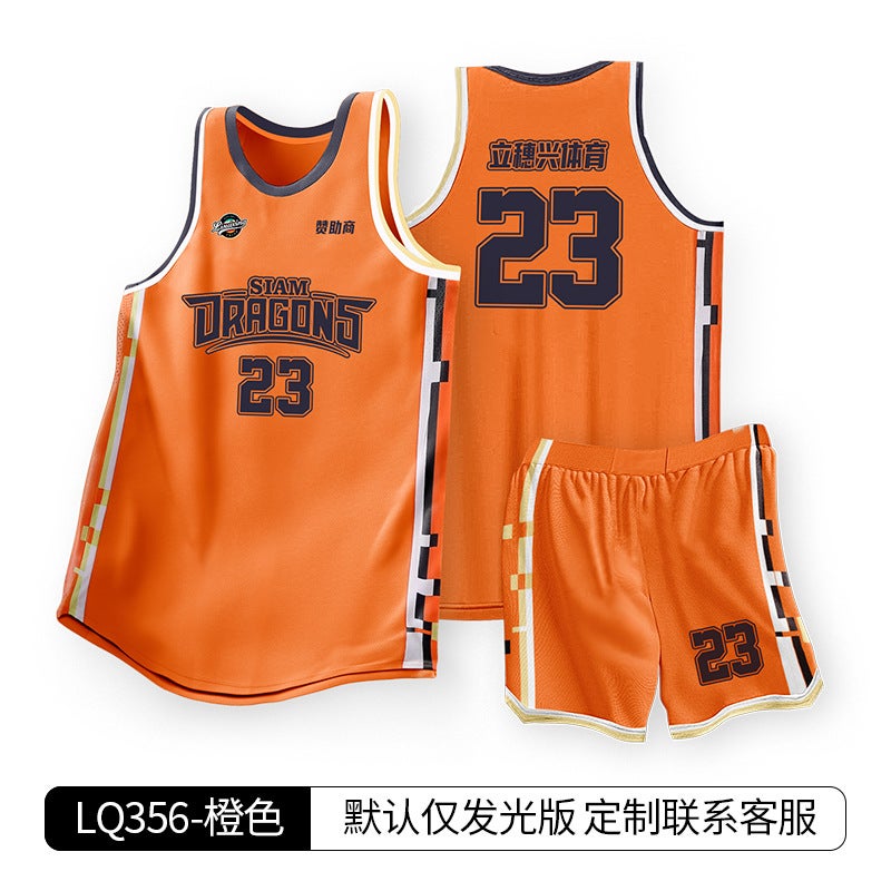Generic New Childrens Basketball Jersey Suit Adult Breathable Quick Dry American Style Ball Shirt Mens Sports Vest Wholesale Custom Pr Lq356-orange 