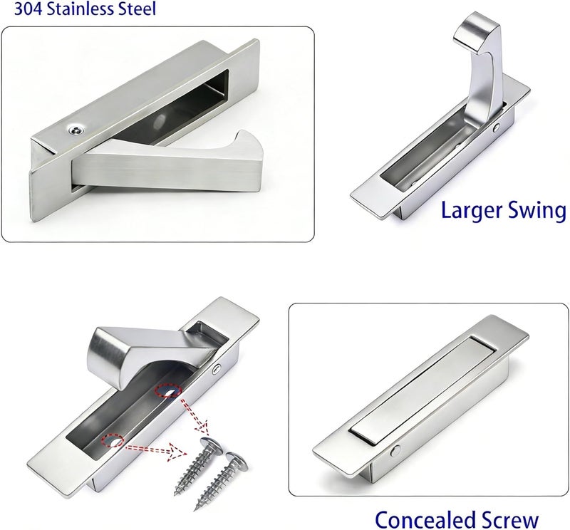 Dontay Pocket Pull Handle, Edge Pull, Professional Stainless Steel 304, Flush Mount for Sliding Door (Satin Nickel, 5) - Image 2