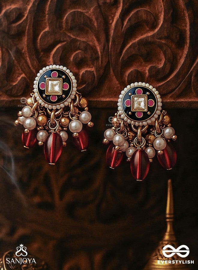 SANJOYA BY EVERSTYLISH Rudraraga Melody Of Red Intricate Kundan Earrings With Ruby Beads And Golden Details Lightweight Jewelry For Women | Party, Festive, Wedding & Gifting - Image 2