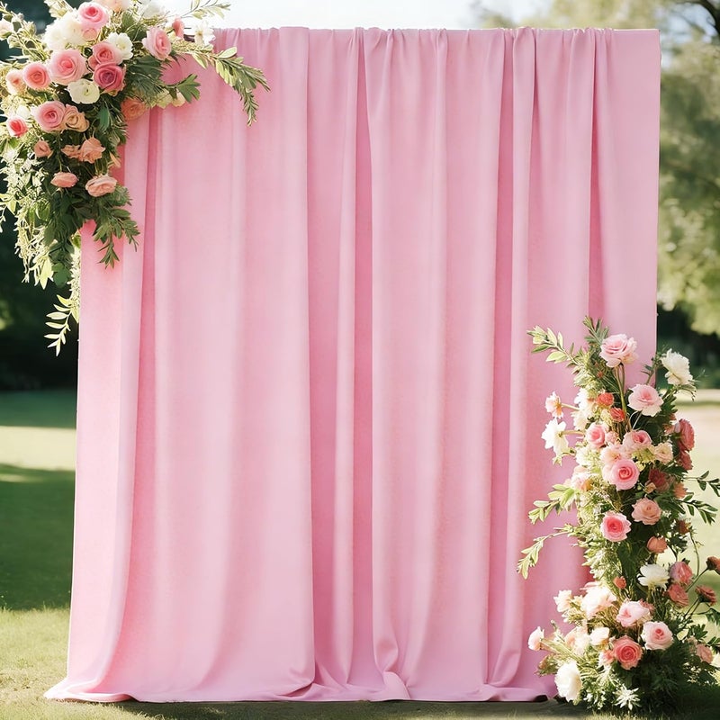 CIPAZEE Pink Curtains Backdrop for Parties, Wrinkle-Resistant Pink Photo Backdrop Curtains Drapes for Party Birthday Wedding Decoration Photography,5ft x 10ft, 2 Panels - Image 1