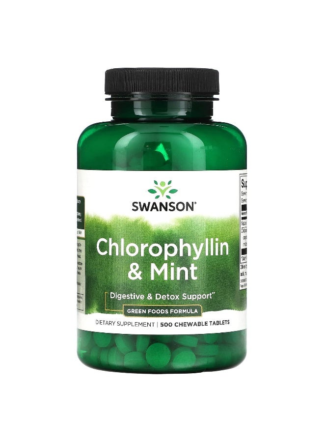 Swanson, Chlorophyllin & Mint, 500 Chewable Tablets - Image 1