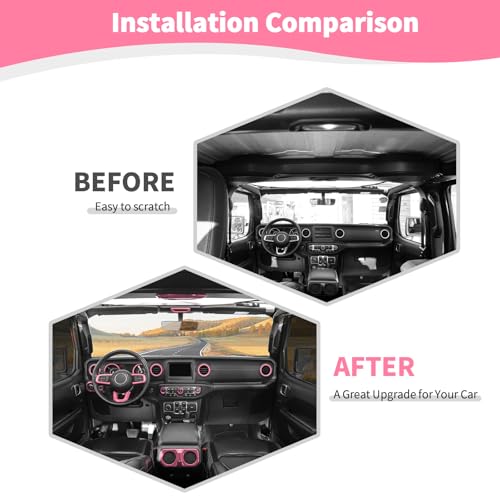 RT-TCZ RTTCZ for Wrangler JL Interior Trim Kit Pink Dash Steering Wheel Trim Bezel for Jeep Wrangler JL JLU 20182023 Pink Interior Accessories 20pcs - Image 3