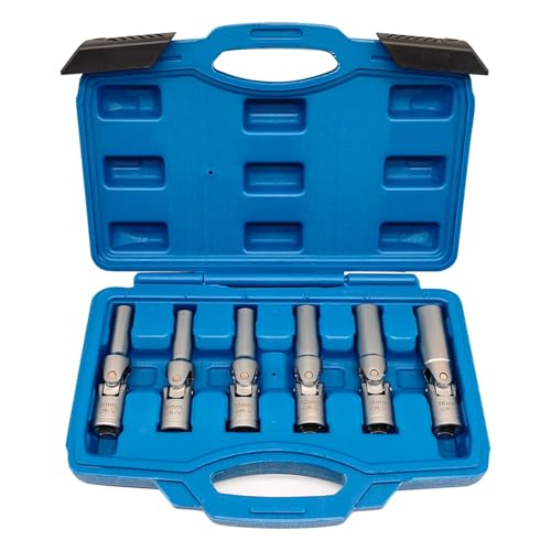 JEUCLEL 6PCS 38 Glow Plug Socket Set Universal Joint 816mm 6 Point Glow Plug Removal Tool for Removal and Replacement of Glow Plugs - Image 1