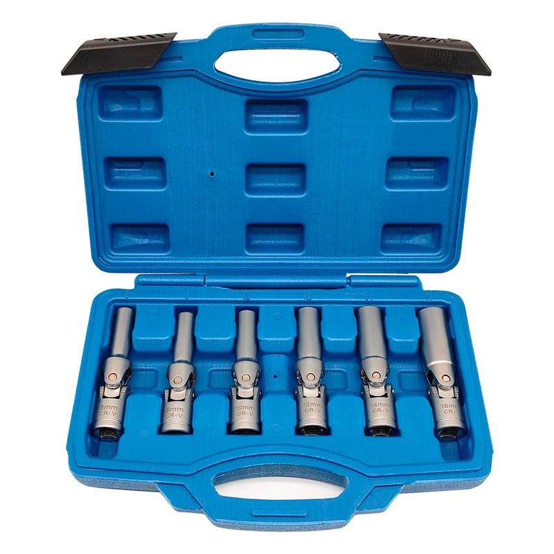 JEUCLEL 6PCS 38 Glow Plug Socket Set Universal Joint 816mm 6 Point Glow Plug Removal Tool for Removal and Replacement of Glow Plugs - Image 2