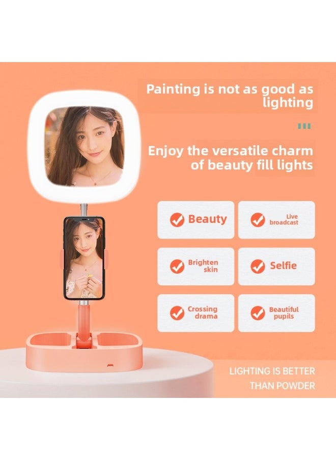 General - Live Broadcast Stand Desktop Folding Fill Light Portable Integrated Fill Light Live Network Red Mini Fill Light-Color:White - Image 1