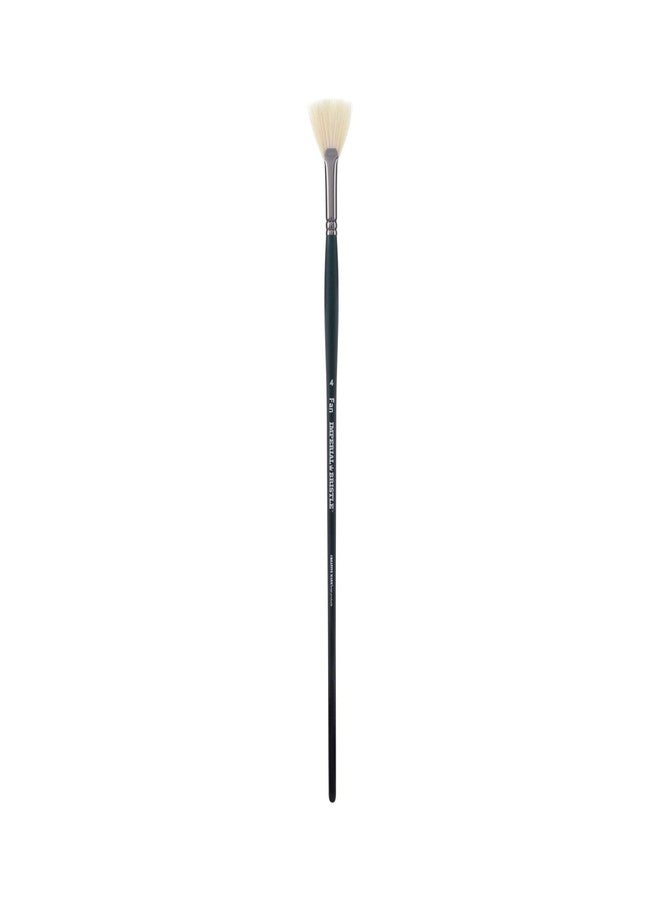 Creative Mark Imperial Professional Chungking Hog Bristle Brush - Fan # 4, Handmade Long Handle Oil Paint Brushes for Artists, Nickel-Plated Brass Ferrules, Stiff Yet Soft Natural Bristles - Image 1