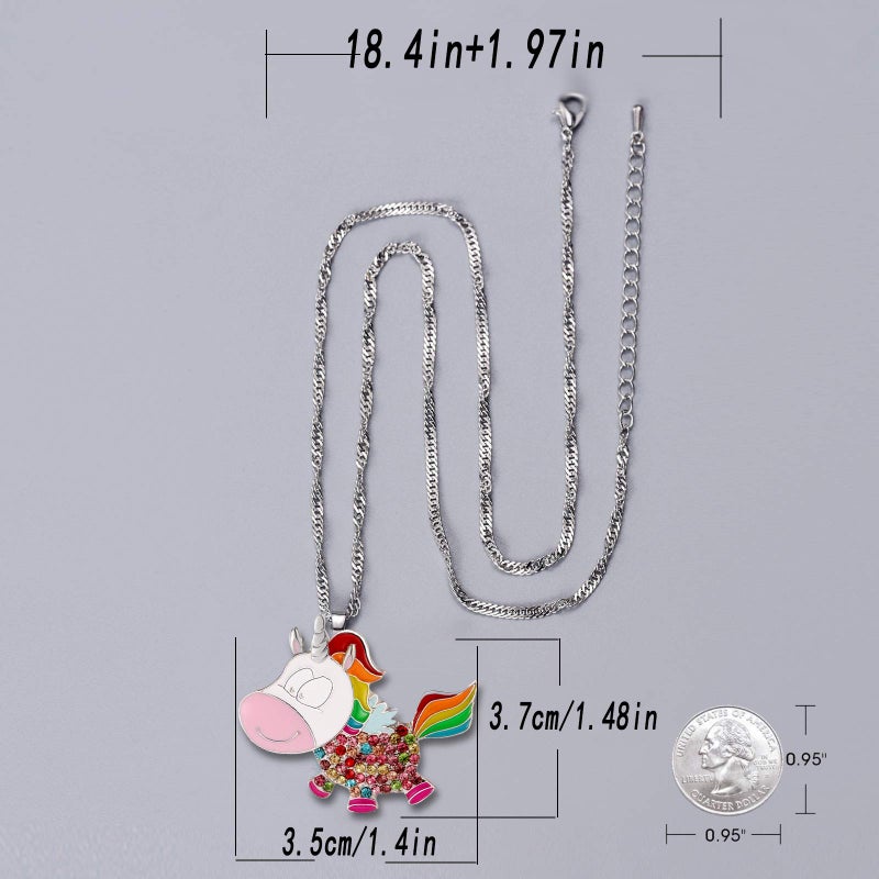 SYNLIN 6 Pcs Cute Pastel Crystal Necklaces for Teens - Adorable Unicorn, Fairy, Butterfly and Cat Necklaces for Women - Image 4