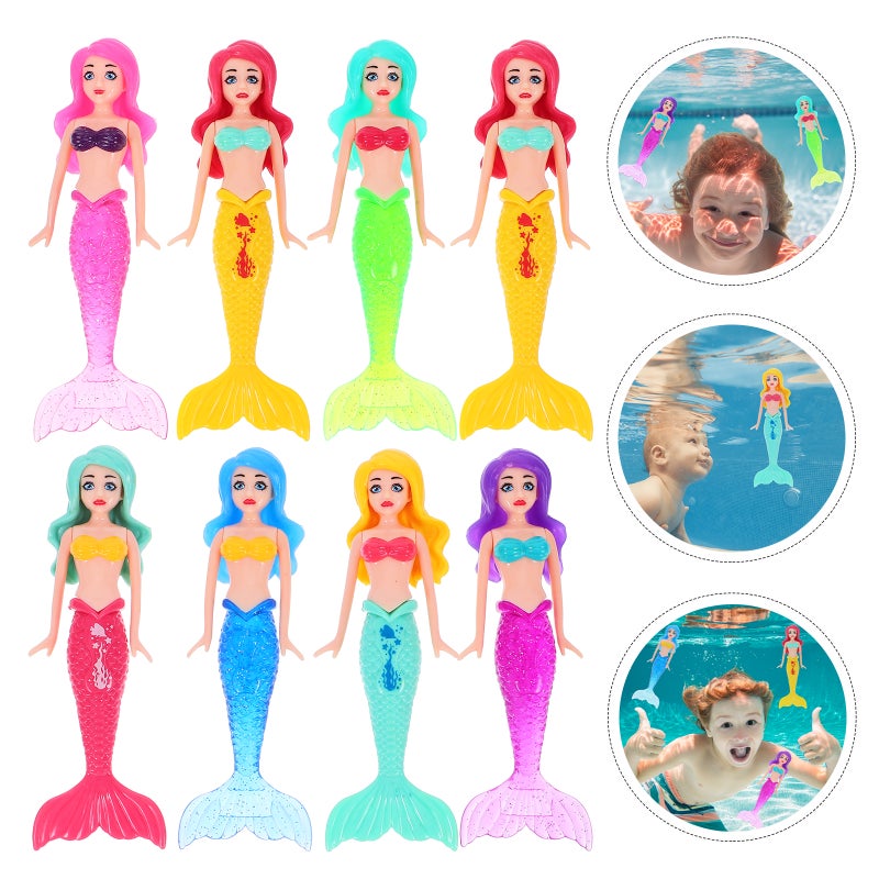 8pcs Mermaid Dive Toys For Pools Funny Small Pool Floating Mermaid Toys Portable Small Models Swimming Floating Playset - Image 1