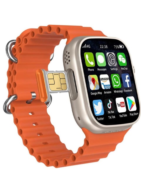 SH-PROTECT S8 Ultra 4G/5G Android Phone Watch With a Built-in GPS System, HD 2.2 Inch Display With Support A Mobile Sim Card, Full Touch screen with 2 set strap and wireless charger
