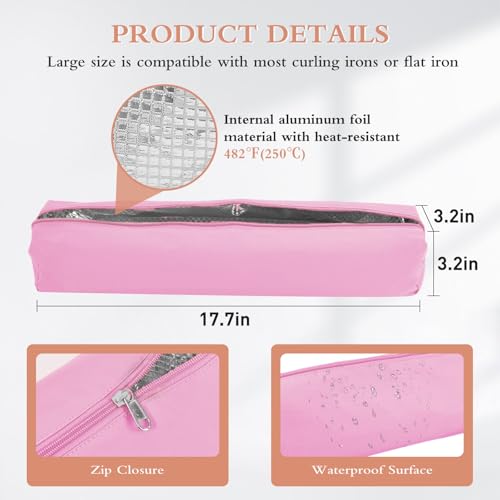 Suafrnut Professional Hot Hair Tools Organizer Bag Portable Travel Heat Resistant Storage Case Pouch for Curling Irons, Flat Irons, Hair Straightener and Styling Tools(17.7" x 3.2"x 3.2") - Image 3