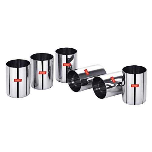 Sumeet Stainless Steel Mirror Finish Circle Shape Heavy Gauge Glass Set of 6 Pcs - 6.5cm Dia - (300ml Each), Silver - Image 5