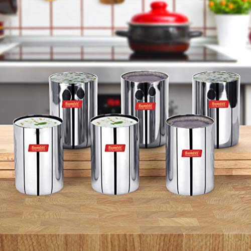 Sumeet Stainless Steel Mirror Finish Circle Shape Heavy Gauge Glass Set of 6 Pcs - 6.5cm Dia - (300ml Each), Silver - Image 2