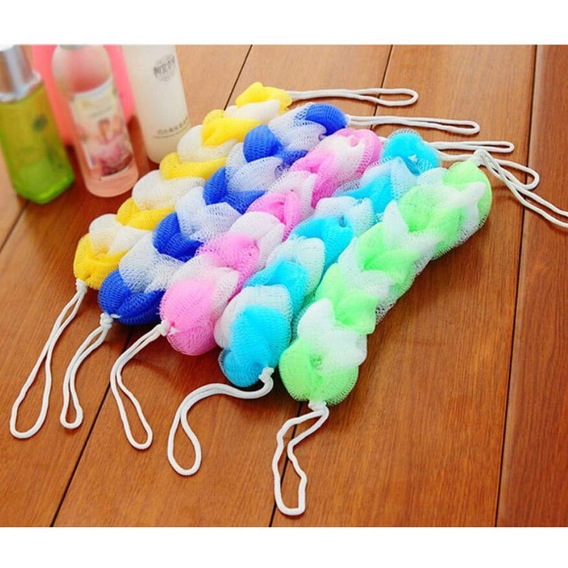 SUNBIRD :- Long Stretch Back Sponge with Rope Back Scrubber Bath Shower Mesh Sponge Multicolored Pack of 4 - Image 2