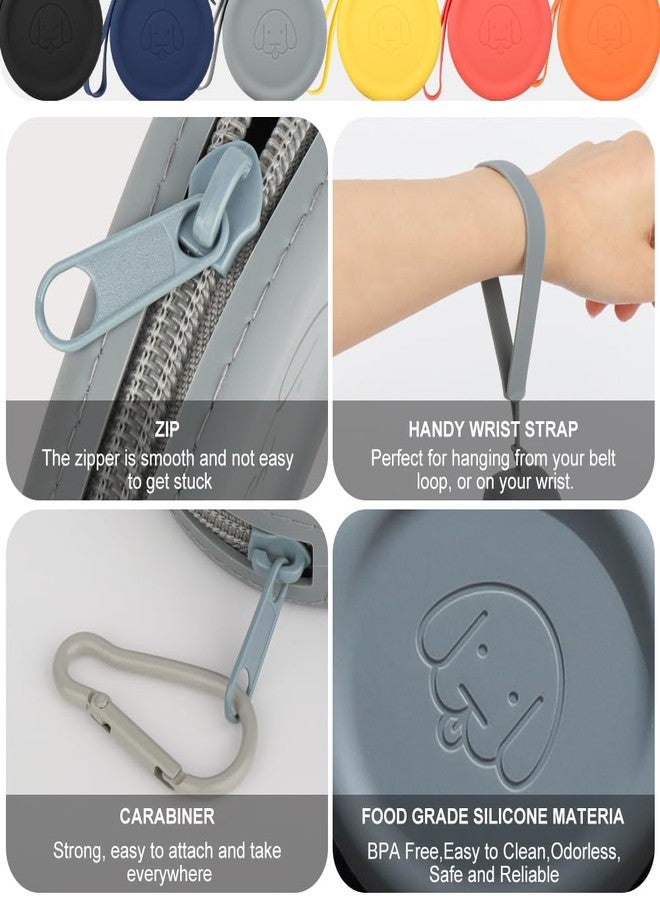 WALLFID Silicone Dog Treat Pouch Small Bag,with Pet Training Clicker,Walking Bag for Dog and Cat, Pocket Size, Easy to Clean, Odorless, Zipper Design,Moisture-Proof,Travel Walking Bag.(Dark Gray) - Image 4