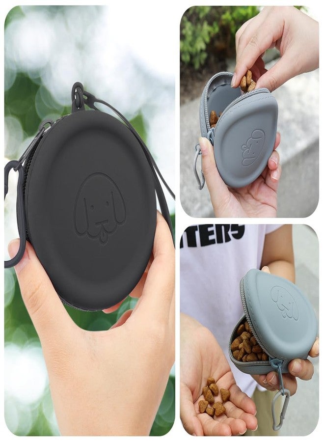 WALLFID Silicone Dog Treat Pouch Small Bag,with Pet Training Clicker,Walking Bag for Dog and Cat, Pocket Size, Easy to Clean, Odorless, Zipper Design,Moisture-Proof,Travel Walking Bag.(Dark Gray) - Image 5
