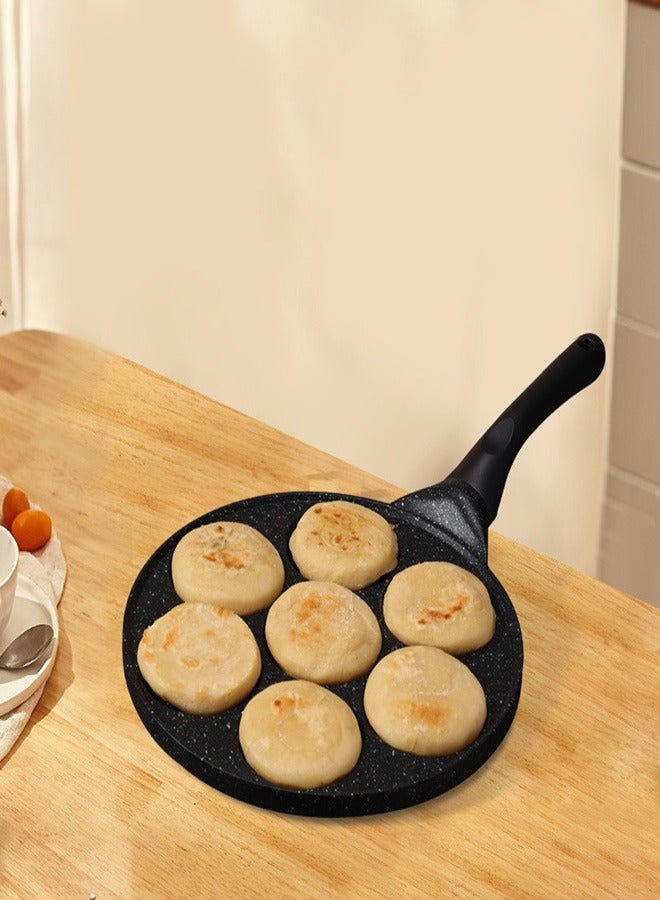 Black Flat 7-Hole Nonstick Pan, Universal Cookware for Induction & Gas Stoves  - Image 2