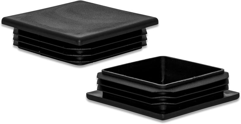 Flyshop 4 Pack Square Plastic Tube Chair Glide Insert Finishing Plug Black Tubing End Cap 80 x 80 mm, 3-1/8" x 3-1/8" - Image 1