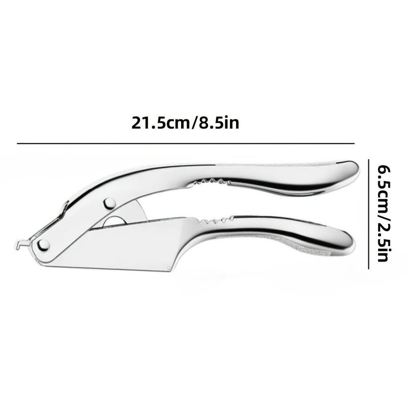 3pcs Set High Effective Heavy Duty Garlic Press And Slicer 2 In 1 Multifunctional Garlic Mincer Easy To Squeeze Clean Dishwasher Safe Crusher Slicer With Peeler And Clean Brush Kitchen Accessories - Image 3