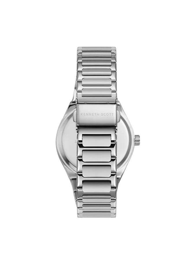 KENNETH SCOTT Kenneth Scott K24016-SBSB Men's Analog Display Watch & Stainless Steel Strap Silver