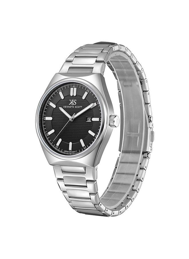 KENNETH SCOTT Kenneth Scott K24016-SBSB Men's Analog Display Watch & Stainless Steel Strap Silver  - Image 2