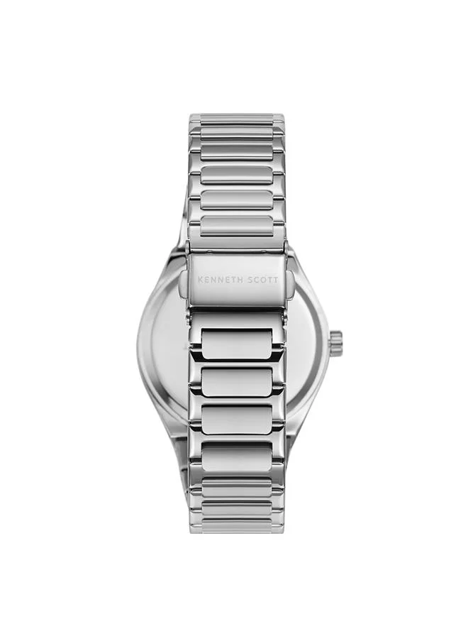 KENNETH SCOTT Kenneth Scott K24016-SBSB Men's Analog Display Watch & Stainless Steel Strap Silver