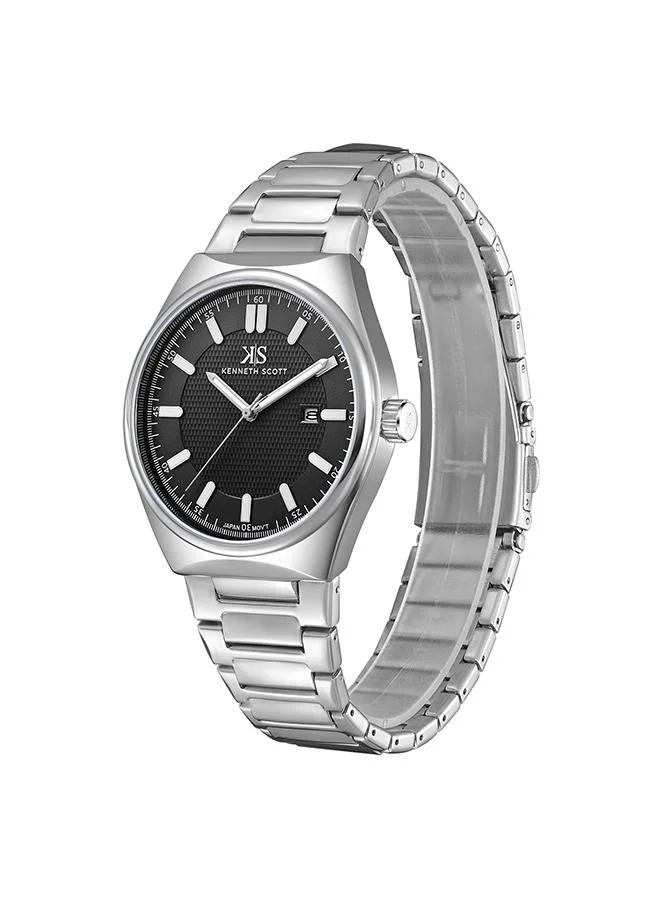 KENNETH SCOTT Kenneth Scott K24016-SBSB Men's Analog Display Watch & Stainless Steel Strap Silver