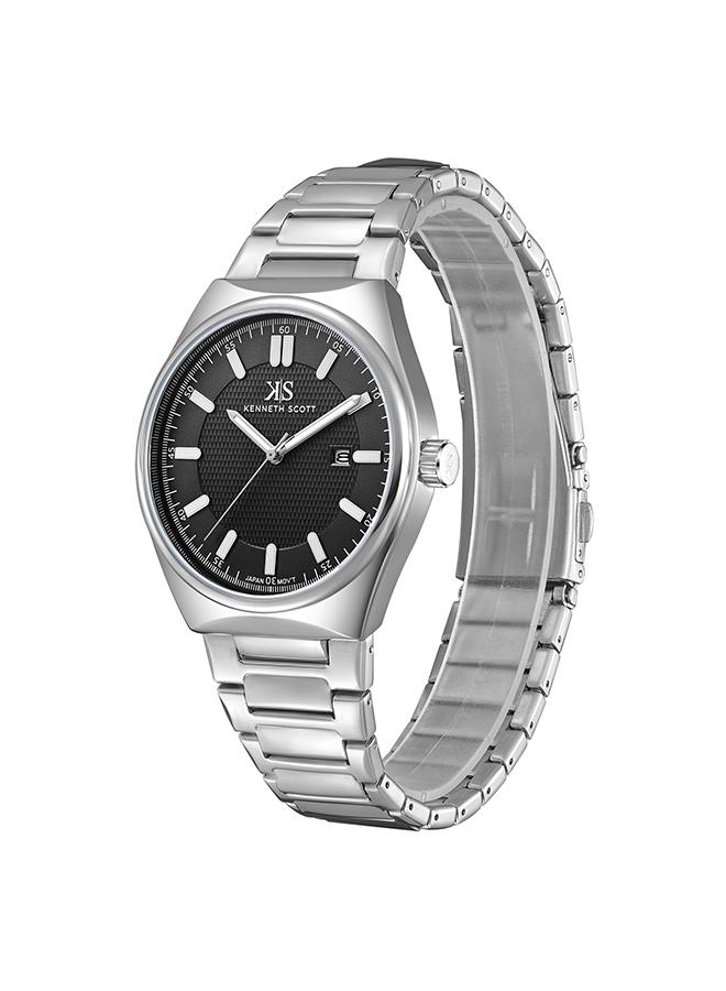 Kenneth Scott K24016-SBSB Men's Analog Display Watch & Stainless Steel Strap Silver - Image 4