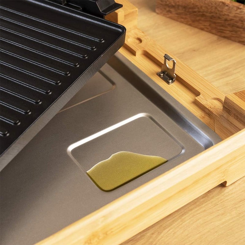 مقلاة كهربائية Cecotec Tasty&Grill 2000 بلون الخيزران الأسود، قوة 2000 واط، إطار من الخيزران، مراقب حرارة قابل للتعديل، سطح مختلط، صالحة للغسيل في الغسالة الأوتوماتيكية. - Image 5