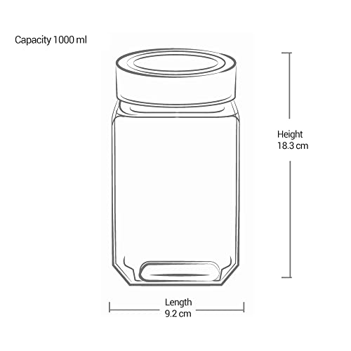 Treo by Milton Cube Airtight Storage Glass Container 1000ml Food Grade Stackable & Modular Transparent Storage Organizer Jars for Kitchen, Tea, Coffee, Sugar, Dry Fruits - Image 2