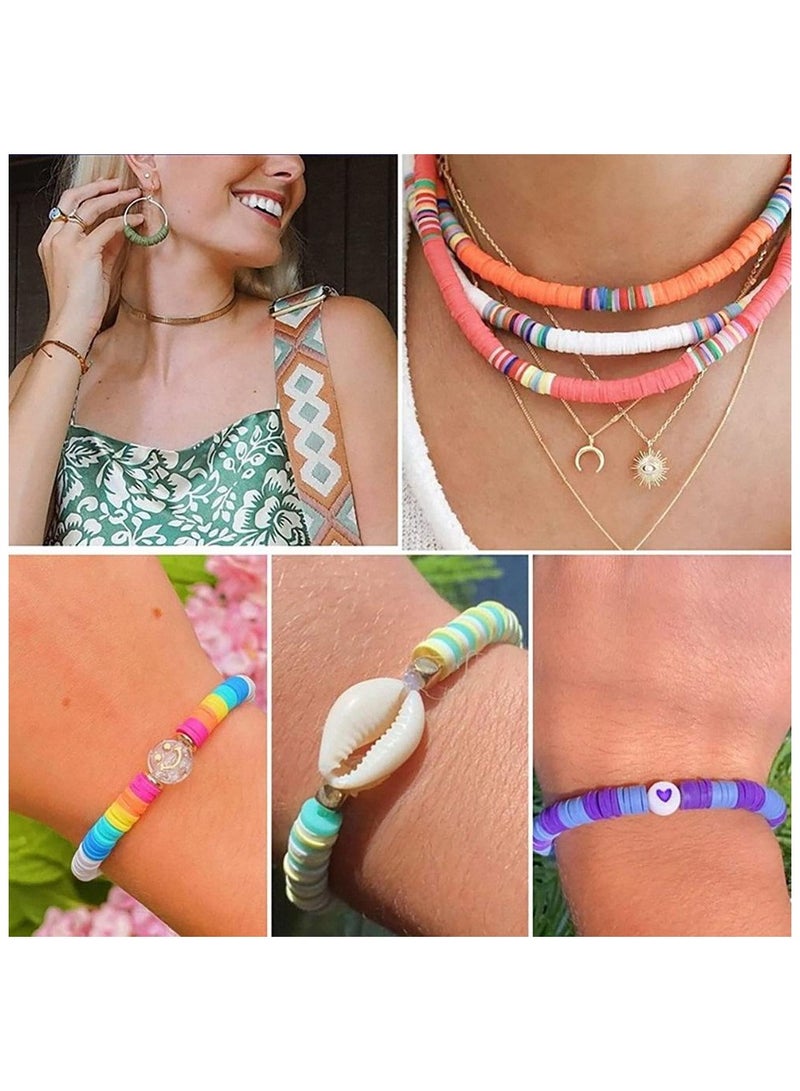 6000 Pcs Clay Beads for Bracelet Making Kits, 24 Colors Flat Round Polymer Clay Beads - Image 4