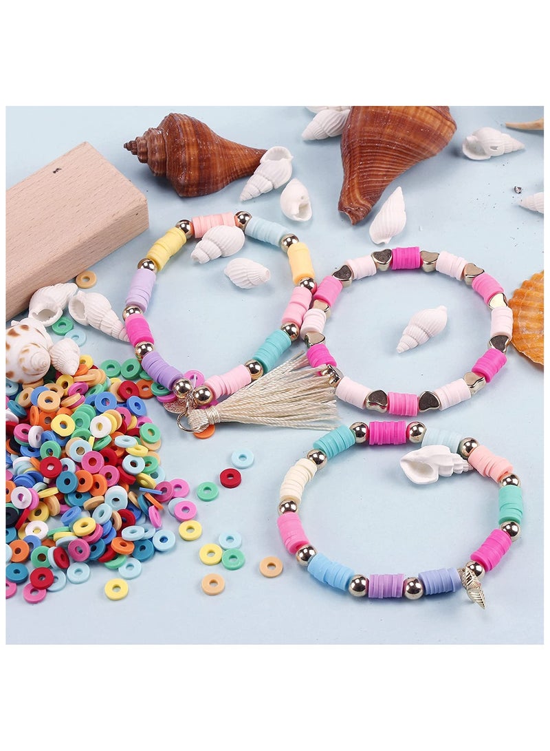 6000 Pcs Clay Beads for Bracelet Making Kits, 24 Colors Flat Round Polymer Clay Beads - Image 5