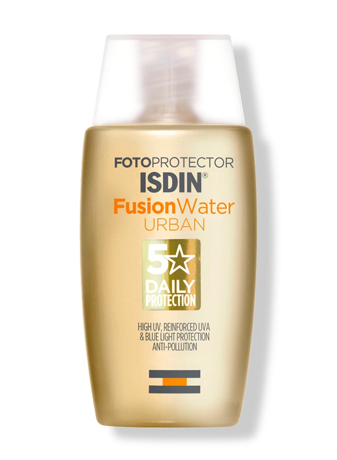ISDIN واقي شمس فوسيون ووتر أوربان SPF 30 [50 مل] – واقي شمس للوجه مضاد للتلوث لبيئات المدينة مع حماية من الضوء الأزرق - Image 1