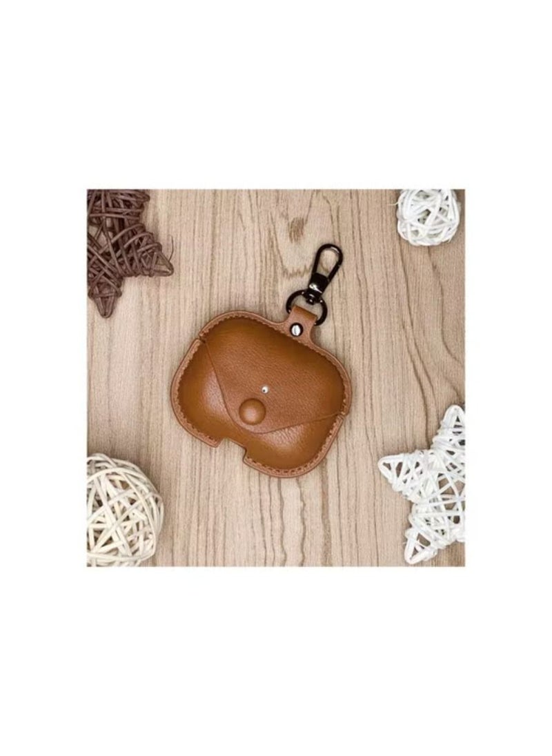 Generic - Genuine Leather Case Compatible with AirPods Pro Case, Protective Cover for Apple AirPods pro Case Headphones EarPods, Soft Leather Cover with Keychain Hook - Image 1