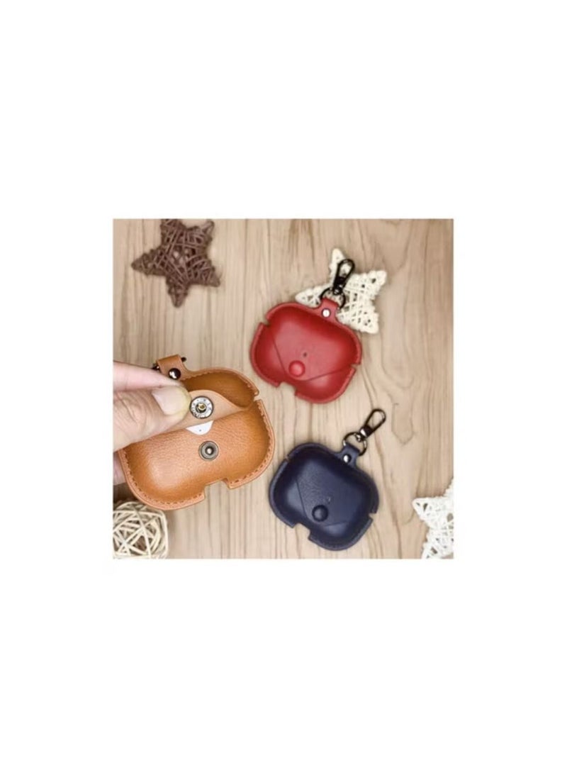 Generic - Genuine Leather Case Compatible with AirPods Pro Case, Protective Cover for Apple AirPods pro Case Headphones EarPods, Soft Leather Cover with Keychain Hook - Image 1