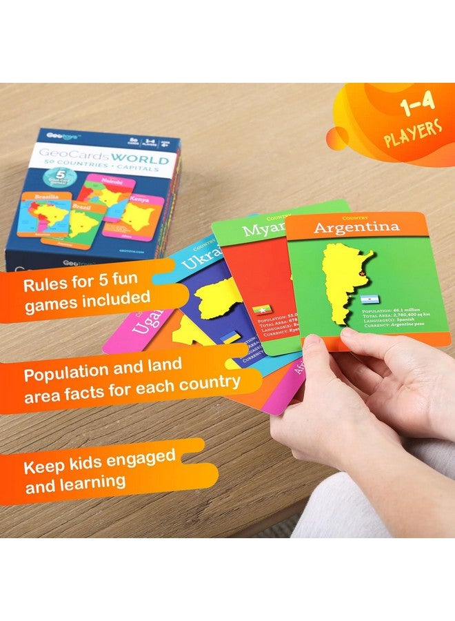Geotoys GeoCards, World Flash Cards Geography Game, Kid Card Games for Home, School, Countries and Capitals Flash Cards, Kids Game Ages 4 and Up - Image 3