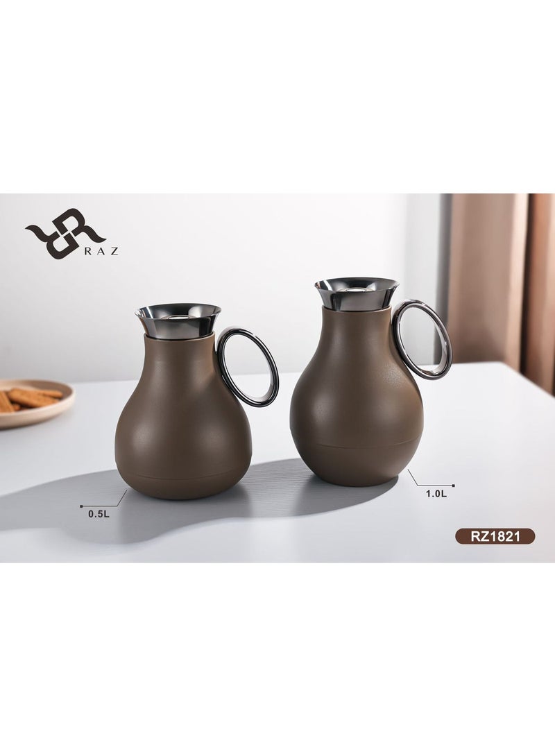 Raz طقم ترمس قهوة وشاي عربي – ترمس فاخر ناعم الملمس بحافة من الفولاذ المقاوم للصدأ للقهوة والشاي - Image 1