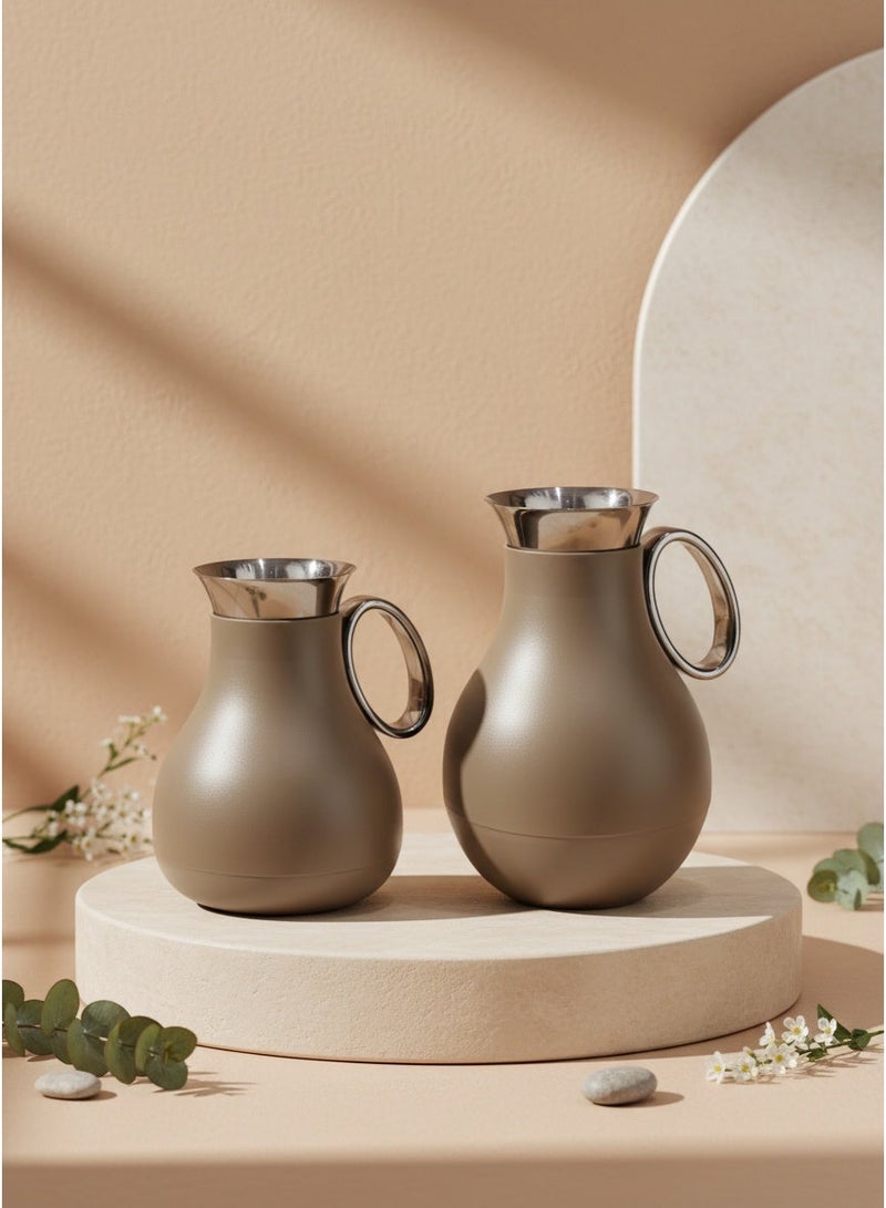 Raz طقم ترمس قهوة وشاي عربي – ترمس فاخر ناعم الملمس بحافة من الفولاذ المقاوم للصدأ للقهوة والشاي - Image 2