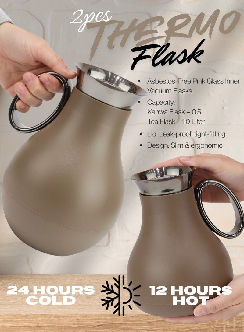 Raz طقم ترمس قهوة وشاي عربي – ترمس فاخر ناعم الملمس بحافة من الفولاذ المقاوم للصدأ للقهوة والشاي - Image 3