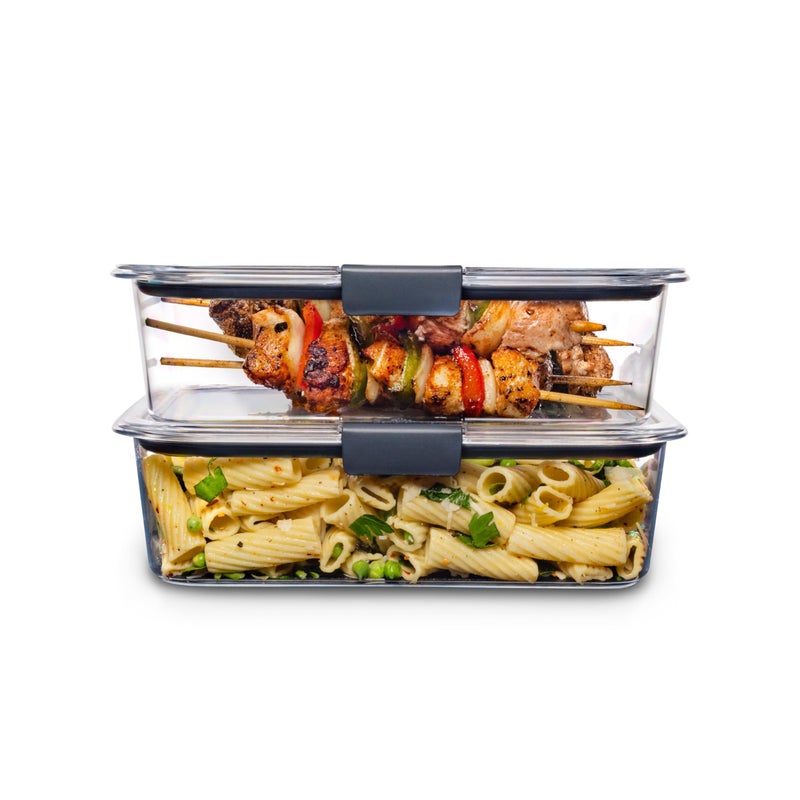 Rubbermaid Brilliance BPA-Free Food Storage Containers with Lids, Airtight Clear Set of 2 (9.6 Cup), Ideal for Lunch, Meal Prep, and Leftovers - Image 1