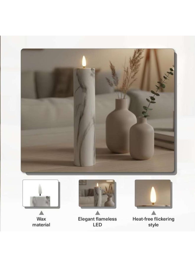 Pan Home Marbled LED Pillar Candle - White - Image 5