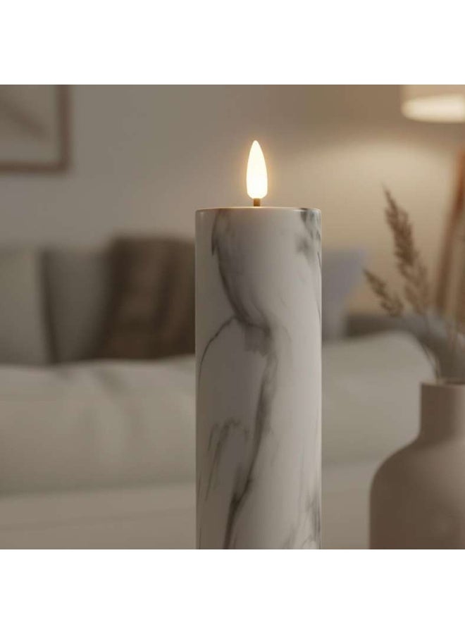 Pan Home Marbled LED Pillar Candle - White - Image 2