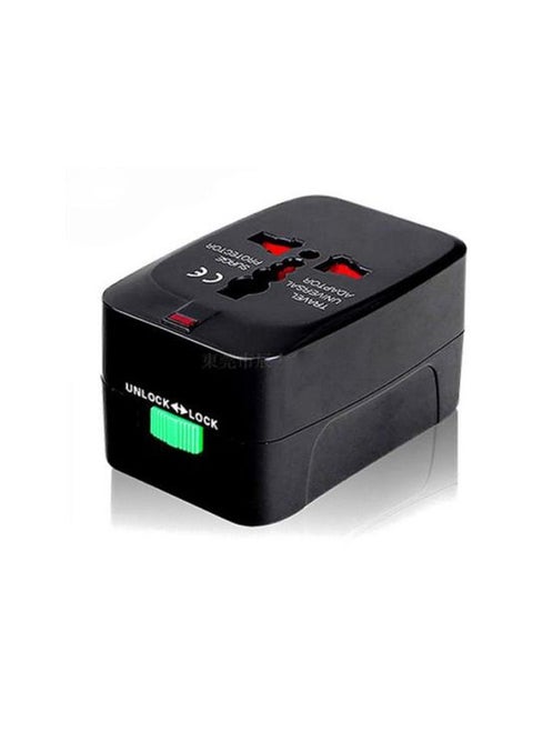 Universal Travel Adapter with 2 USB Ports Black